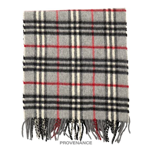 🔴 Burberry Scarf - Nova Check Grey Cashmere - Picture 1 of 5